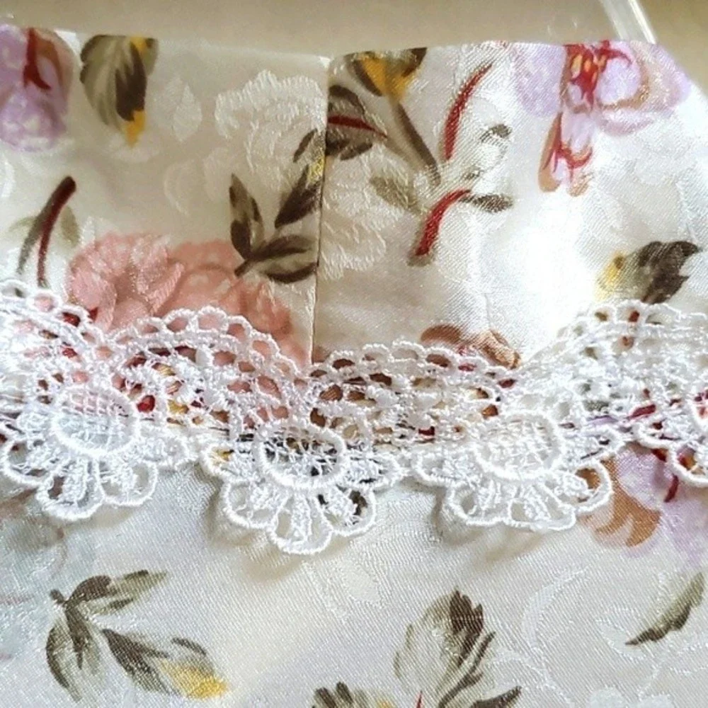 Vintage Christian Dior Long Night Gown Satin Robe Grandma Style Floral Size L - Picture 5 of 12